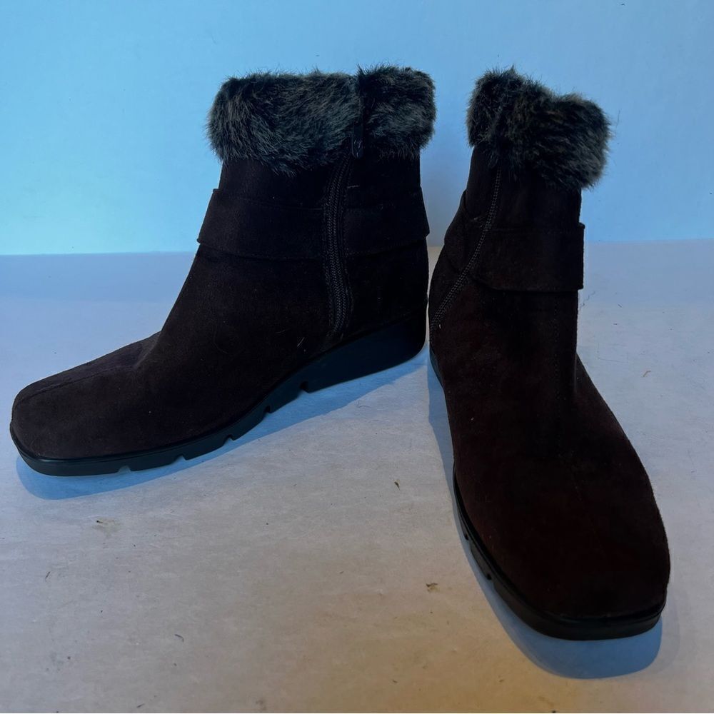 Patrizia Women's Insightful Faux Suede Ankle Boots with Fur Trim Brown size 41